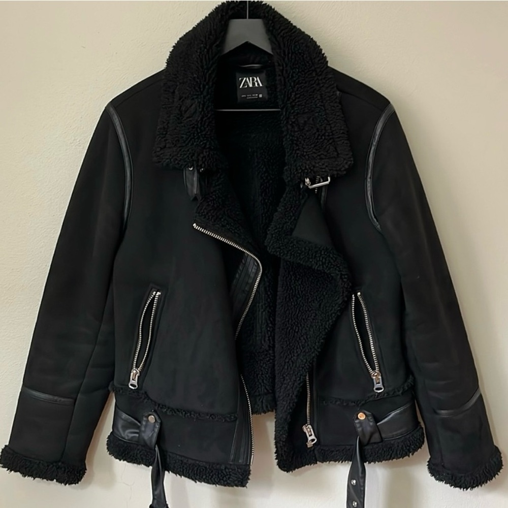 Zara shearling faux suede jacket